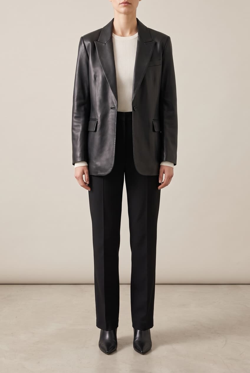 Siyah Deri Blazer Ceket – Siyah